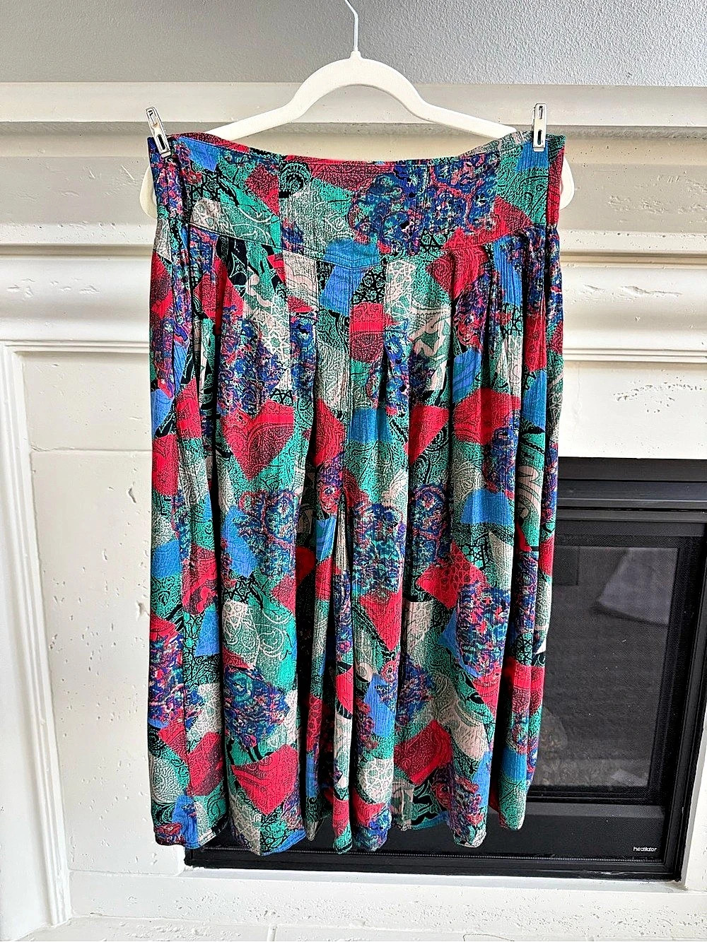 Vintage Geometric Multicolor Midi Skirt